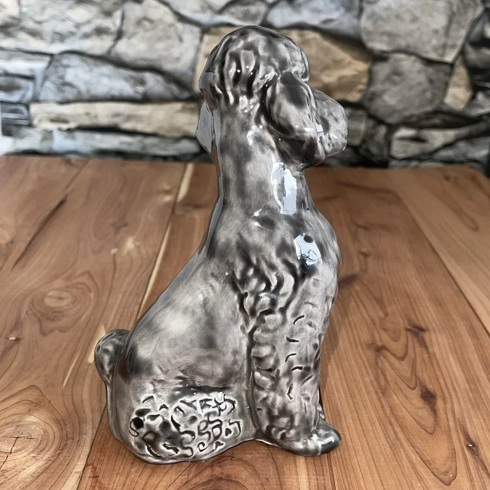 Vintage 1970s Gray Ceramic Noodle Poodle Dog 6.5